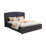 NNEDSZ Roman Bed Frame Queen Size Black Velvet Fabric with Gas Lift plywood metal structure