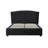 NNEDSZ Roman Bed Frame Queen Size Black Velvet Fabric with Gas Lift plywood metal structure