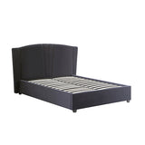 NNEDSZ Roman Bed Frame Queen Size Black Velvet Fabric with Gas Lift plywood metal structure