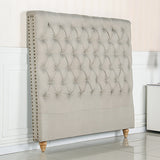 NNEDSZ Bed Head Double Size French Provincial Headboard Upholsterd Fabric Beige