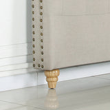 NNEDSZ Bed Head King Size French Provincial Headboard Upholsterd Fabric Beige