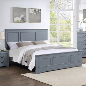 NNEDSZ King Bed Frame in Solid Wood with Slats Support in Grey colour