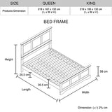 NNEDSZ King Bed Frame in Solid Wood with Slats Support in Grey colour
