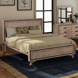 NNEDSZ King Size Silver Brush Bed Frame in Acacia Wood Construction