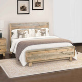 NNEDSZ King Size Wooden Bed Frame in Solid Wood Antique Design Light Brown