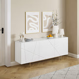 NNEDSZ Buffet Sideboard Colour Ceramic Top MDF in Glossy White Gold Colour
