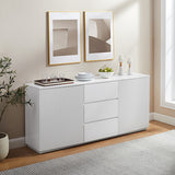 NNEDSZ Buffet Ceramic Table Top MDF Cabinet Storage Stainless Steel In White