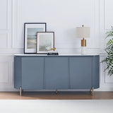 NNEDSZ Buffet MDF Glossy Surface Ceramic Top Dark Blue Storage Cabinet