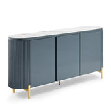 NNEDSZ Buffet MDF Glossy Surface Ceramic Top Dark Blue Storage Cabinet