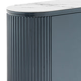 NNEDSZ Buffet MDF Glossy Surface Ceramic Top Dark Blue Storage Cabinet