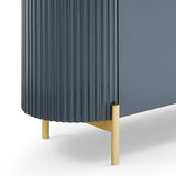 NNEDSZ Buffet MDF Glossy Surface Ceramic Top Dark Blue Storage Cabinet