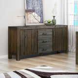 NNEDSZ Buffet Sideboard in Chocolate Colour Constructed with Solid Acacia Wooden Frame Storage Cabinet with Drawers