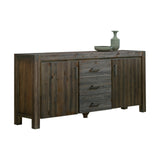 NNEDSZ Buffet Sideboard in Chocolate Colour Constructed with Solid Acacia Wooden Frame Storage Cabinet with Drawers