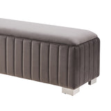 NNEDSZ Mercer Bench Chair Fabric Padded Upholstered Seat Polished Stainless Steel Feet