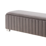 NNEDSZ Mercer Bench Chair Fabric Padded Upholstered Seat Polished Stainless Steel Feet