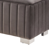 NNEDSZ Mercer Bench Chair Fabric Padded Upholstered Seat Polished Stainless Steel Feet