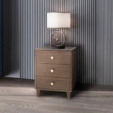 NNEDSZ Bedside Table MDF 3 Drawers Side Table Night Stand Storage in Brown Colour