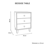 NNEDSZ Bedside Table MDF 3 Drawers Side Table Night Stand Storage in Brown Colour