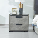 NNEDSZ Bedside Table with 2 Storage Drawers MDF Combination of Black & Cement Colour Nightstand