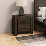NNEDSZ Bedside Table 2 drawers Night Stand Solid Wood Acacia Storage in Chocolate Colour