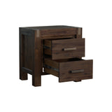NNEDSZ Bedside Table 2 drawers Night Stand Solid Wood Acacia Storage in Chocolate Colour