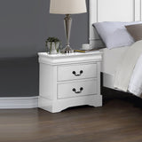 NNEDSZ Bedside Table White Colour With 2 Drawers Night Stand Solid Wood Metal Handles
