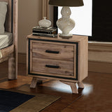 NNEDSZ Bedside Table 2 drawer Night Stand with Solid Acacia Storage in Sliver Brush Colour