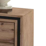 NNEDSZ Bedside Table 2 drawer Night Stand with Solid Acacia Storage in Sliver Brush Colour