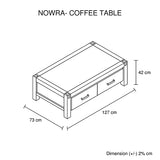 NNEDSZ Coffee Table Solid Acacia Wood & Veneer 1 Drawers Storage Oak Colour
