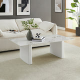 NNEDSZ Coffee Table Sintered Stone Top MDF Table Base Glossy White