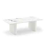 NNEDSZ Coffee Table Sintered Stone Top MDF Table Base Glossy White