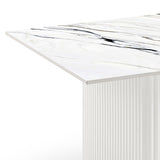 NNEDSZ Coffee Table Sintered Stone Top MDF Table Base Glossy White