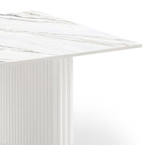 NNEDSZ Coffee Table Sintered Stone Top MDF Table Base Glossy White
