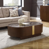 NNEDSZ Coffee Table MDF Board Melamine Interior Ample Storage in Dark Walnut colour