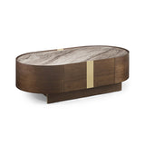 NNEDSZ Coffee Table MDF Board Melamine Interior Ample Storage in Dark Walnut colour