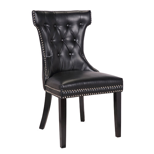 NNEDSZ Century 2X Dining Chair Black Pu Wooden Legs