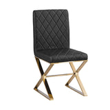 NNEDSZ 2X Dining Chair Stainless Gold Frame & Seat Black PU Leather