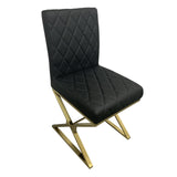 NNEDSZ 2X Dining Chair Stainless Gold Frame & Seat Black PU Leather