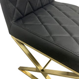 NNEDSZ 2X Dining Chair Stainless Gold Frame & Seat Black PU Leather