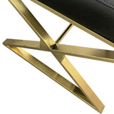 NNEDSZ 2X Dining Chair Stainless Gold Frame & Seat Black PU Leather