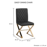 NNEDSZ 2X Dining Chair Stainless Gold Frame & Seat Black PU Leather