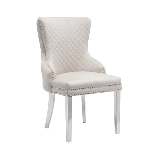 NNEDSZ Lyon 2X Dining Chair Beige Velvet STAINLESS Legs