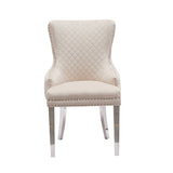 NNEDSZ Lyon 2X Dining Chair Beige Velvet STAINLESS Legs