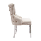 NNEDSZ Lyon 2X Dining Chair Beige Velvet STAINLESS Legs