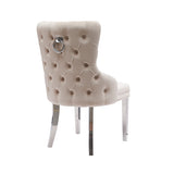 NNEDSZ Lyon 2X Dining Chair Beige Velvet STAINLESS Legs