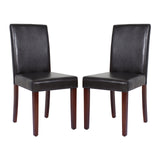 NNEDSZ 2x Wooden Frame Brown Leatherette Dining Chairs with Solid Pine Legs