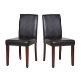NNEDSZ 2x Wooden Frame Brown Leatherette Dining Chairs with Solid Pine Legs