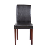 NNEDSZ 2x Wooden Frame Brown Leatherette Dining Chairs with Solid Pine Legs