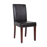 NNEDSZ 2x Wooden Frame Brown Leatherette Dining Chairs with Solid Pine Legs