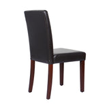 NNEDSZ 2x Wooden Frame Brown Leatherette Dining Chairs with Solid Pine Legs